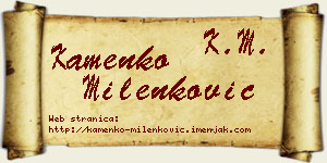 Kamenko Milenković vizit kartica